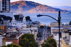 View down Mason Street from Sacramento Street